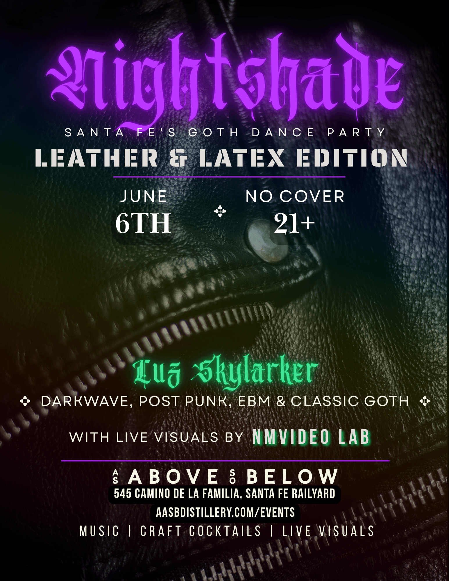 Flyer for NIGHTSHADE: Leather & Latex edition